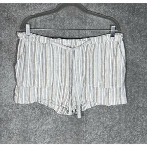 Calvin Klein Shorts‎ Womens Size 12 Striped Pull On Front Pockets Linen Viscose